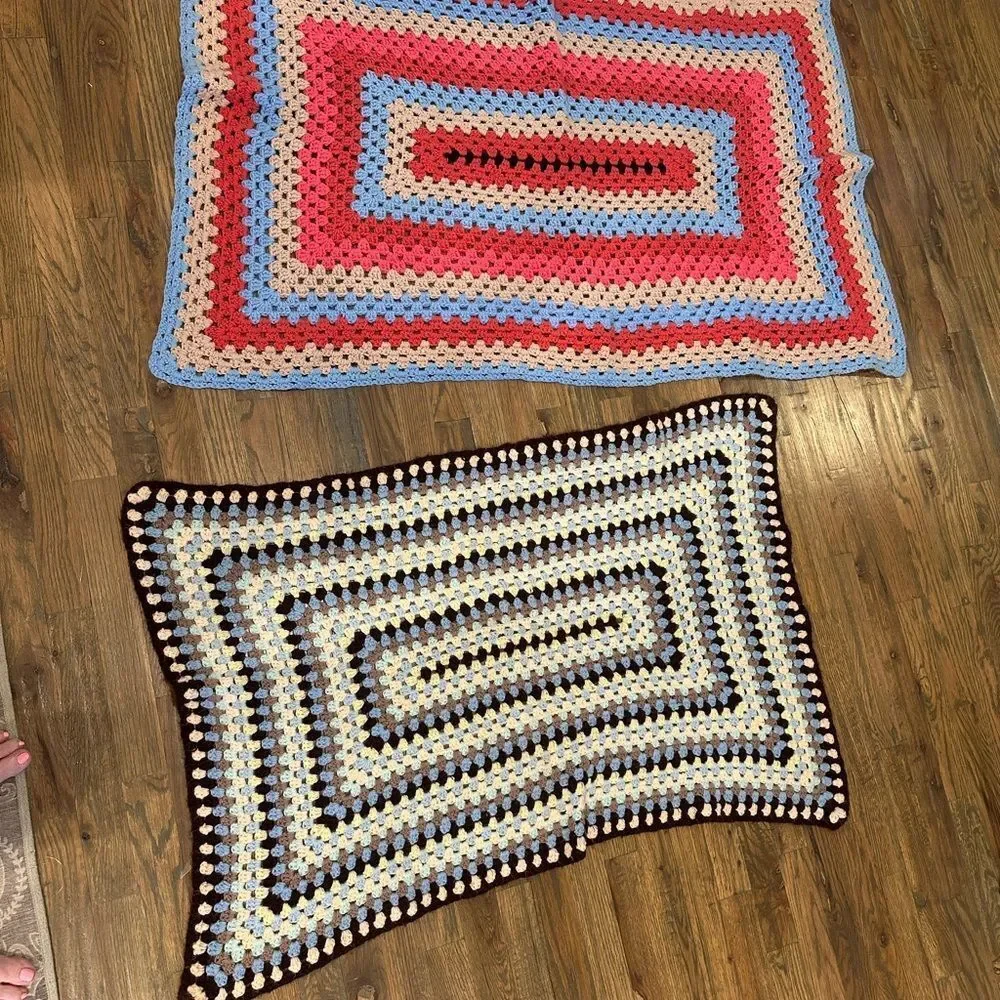Handmade Crochet afghans Rectangular Throws - Pastels & Browns